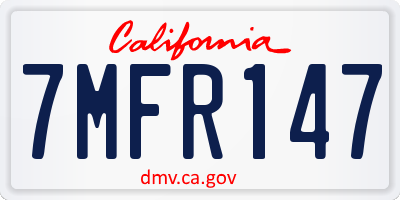 CA license plate 7MFR147