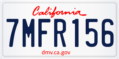 CA license plate 7MFR156