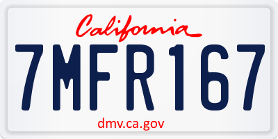 CA license plate 7MFR167