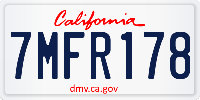CA license plate 7MFR178