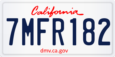 CA license plate 7MFR182
