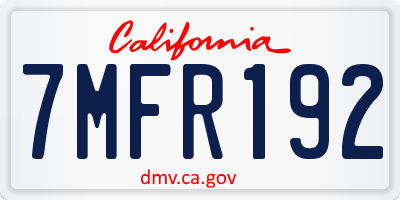 CA license plate 7MFR192