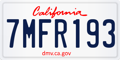 CA license plate 7MFR193