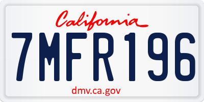 CA license plate 7MFR196