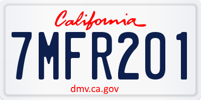CA license plate 7MFR201
