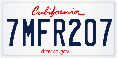 CA license plate 7MFR207