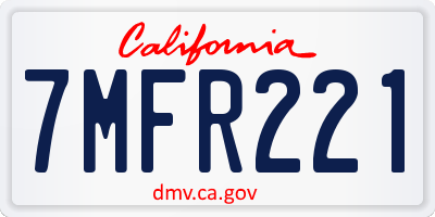 CA license plate 7MFR221