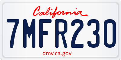 CA license plate 7MFR230