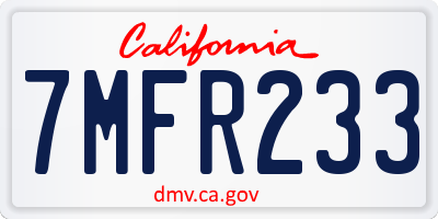 CA license plate 7MFR233