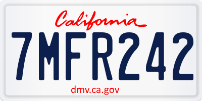 CA license plate 7MFR242