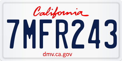 CA license plate 7MFR243