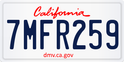 CA license plate 7MFR259