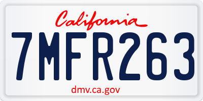 CA license plate 7MFR263