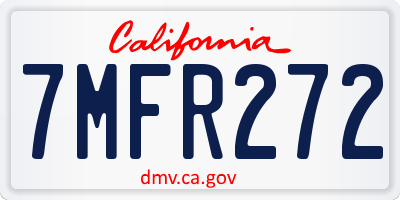 CA license plate 7MFR272