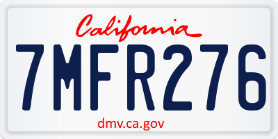 CA license plate 7MFR276