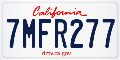 CA license plate 7MFR277