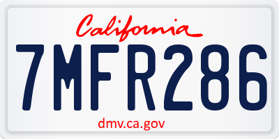 CA license plate 7MFR286