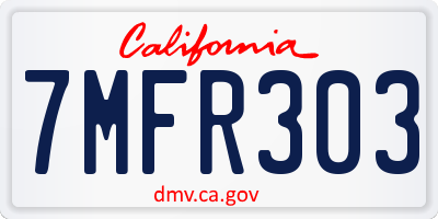 CA license plate 7MFR303