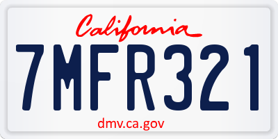 CA license plate 7MFR321