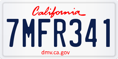 CA license plate 7MFR341
