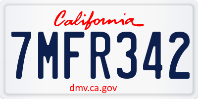 CA license plate 7MFR342