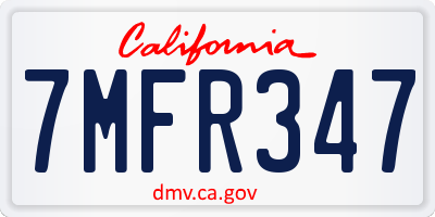 CA license plate 7MFR347