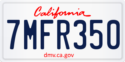 CA license plate 7MFR350
