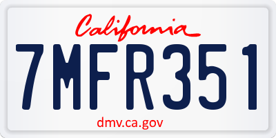 CA license plate 7MFR351