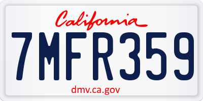 CA license plate 7MFR359