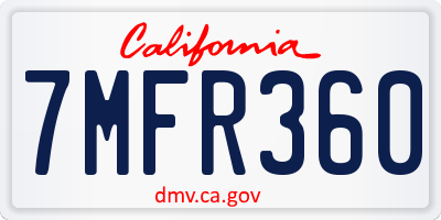 CA license plate 7MFR360