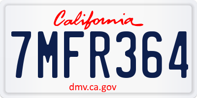 CA license plate 7MFR364
