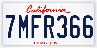 CA license plate 7MFR366