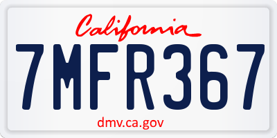 CA license plate 7MFR367