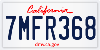 CA license plate 7MFR368