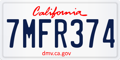 CA license plate 7MFR374