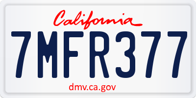 CA license plate 7MFR377