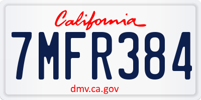 CA license plate 7MFR384