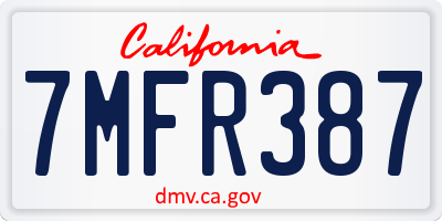 CA license plate 7MFR387