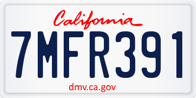 CA license plate 7MFR391