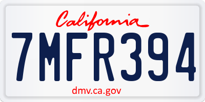 CA license plate 7MFR394