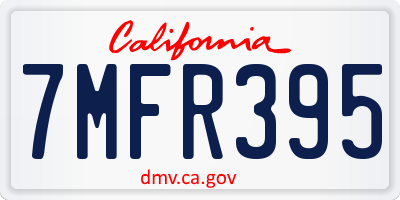 CA license plate 7MFR395