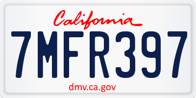 CA license plate 7MFR397