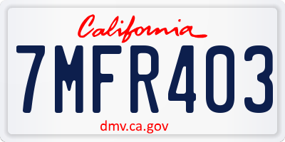 CA license plate 7MFR403