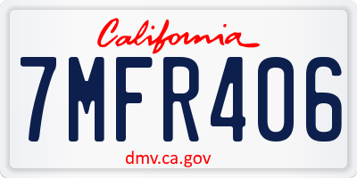 CA license plate 7MFR406