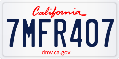 CA license plate 7MFR407