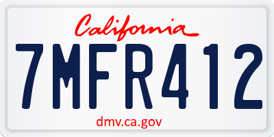CA license plate 7MFR412