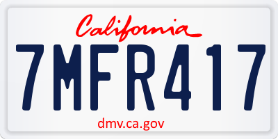 CA license plate 7MFR417