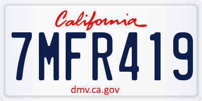 CA license plate 7MFR419