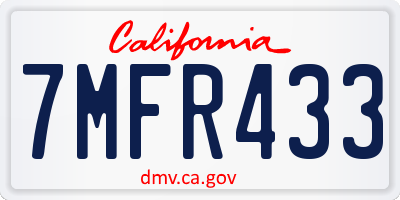 CA license plate 7MFR433