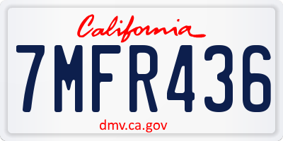 CA license plate 7MFR436